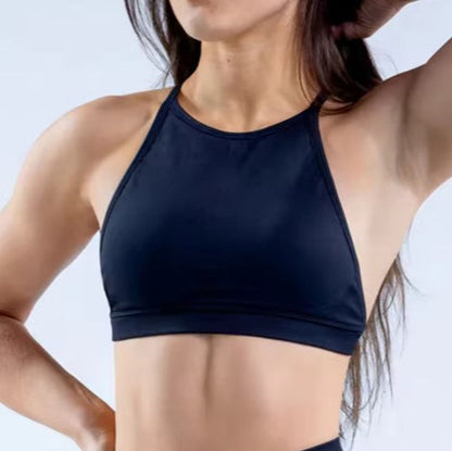 High Neck Backless Cross-Strap Sports Bra
