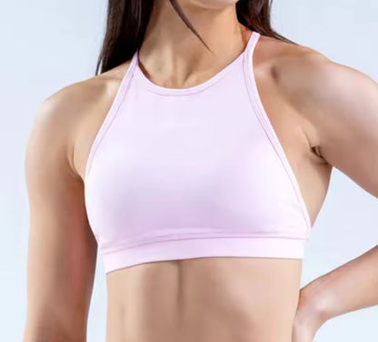 High Neck Backless Cross-Strap Sports Bra
