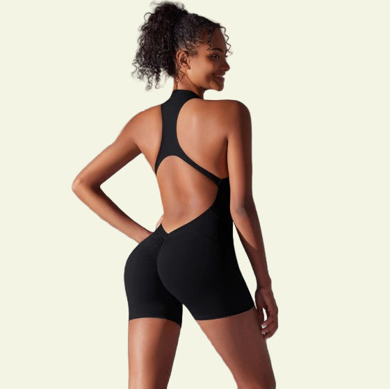 Zip-Up Scrunch Butt Yoga Romper