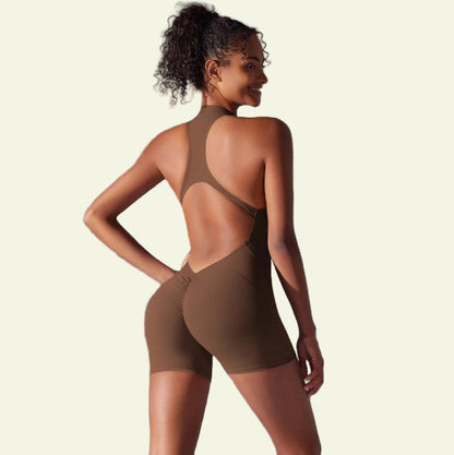 Zip-Up Scrunch Butt Yoga Romper