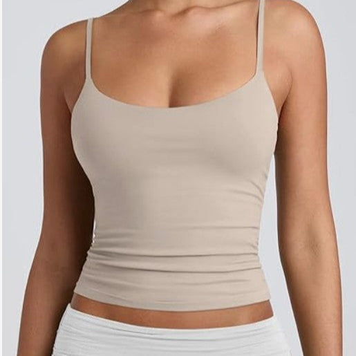 Square-Neck Cardio Tank With Built-In Bra