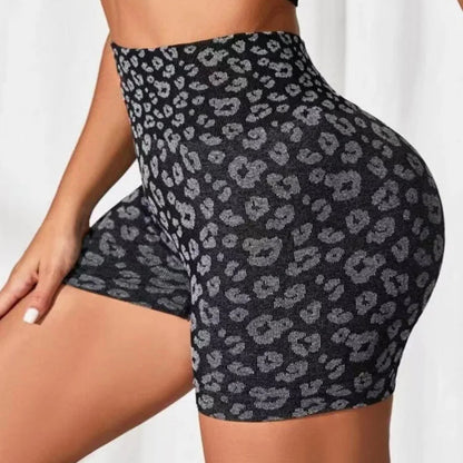 Black and gray leopard print shorts