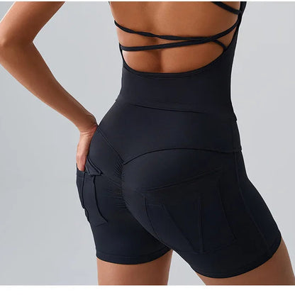 Yoga Sleeveless Sexy Top & High Waist Shorts