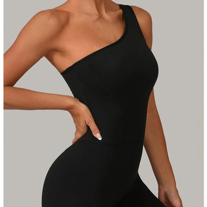One-Shoulder Backless Yoga Jumpsuit