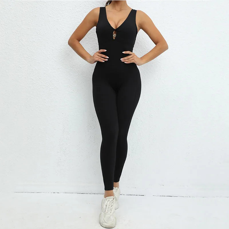 One-Piece Jumpsuit – Padded Cup, Long Pants Fitness Outfit