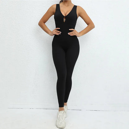 One-Piece Jumpsuit – Padded Cup, Long Pants Fitness Outfit