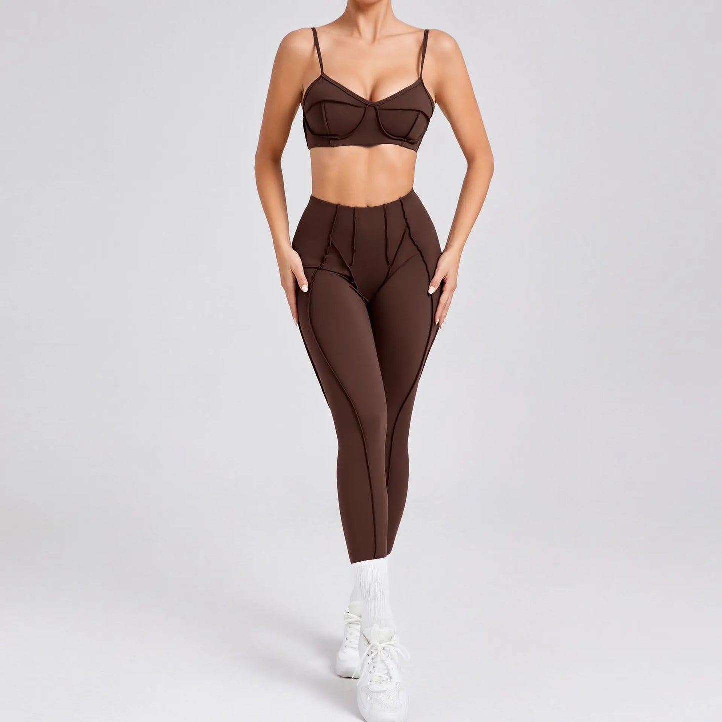 Curve-Enhancing Yoga Set with Push-Up Bra & Flexible Leggings