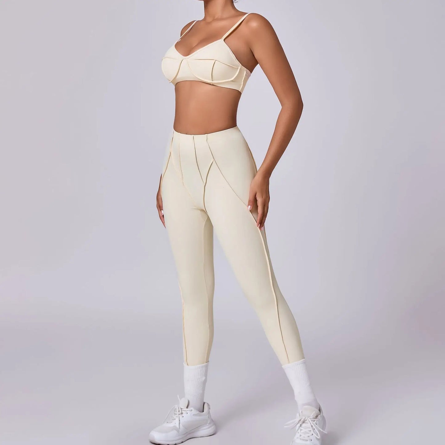 Curve-Enhancing Yoga Set with Push-Up Bra & Flexible Leggings