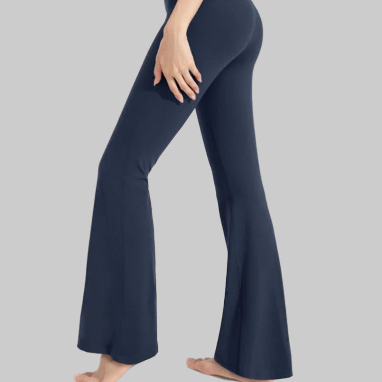 Navy blue flared pants for yoga