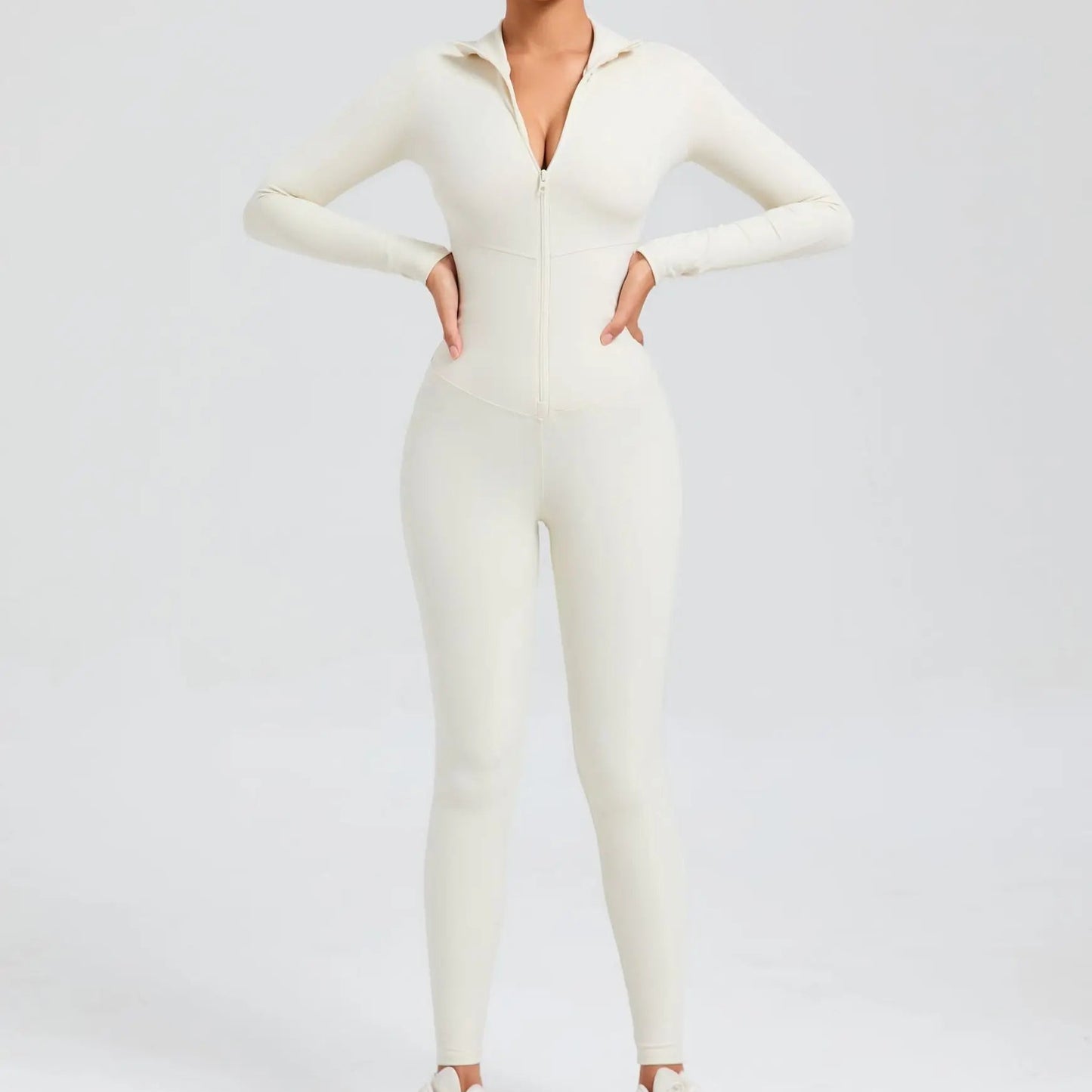 Long Zip Sports Jumpsuit