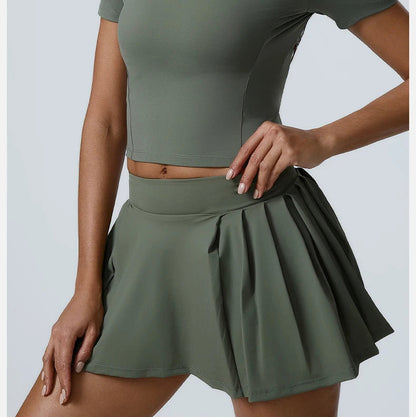 Sport Top & High Waist Skirt Shorts