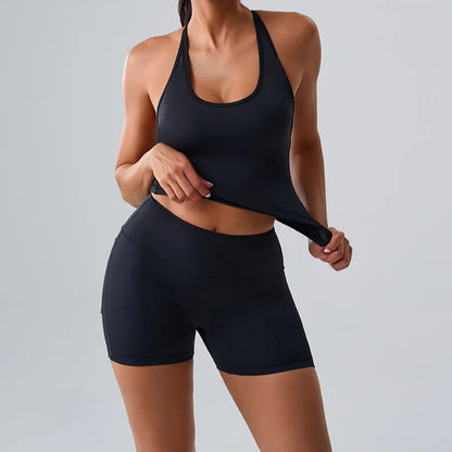 Yoga Sleeveless Sexy Top & High Waist Shorts