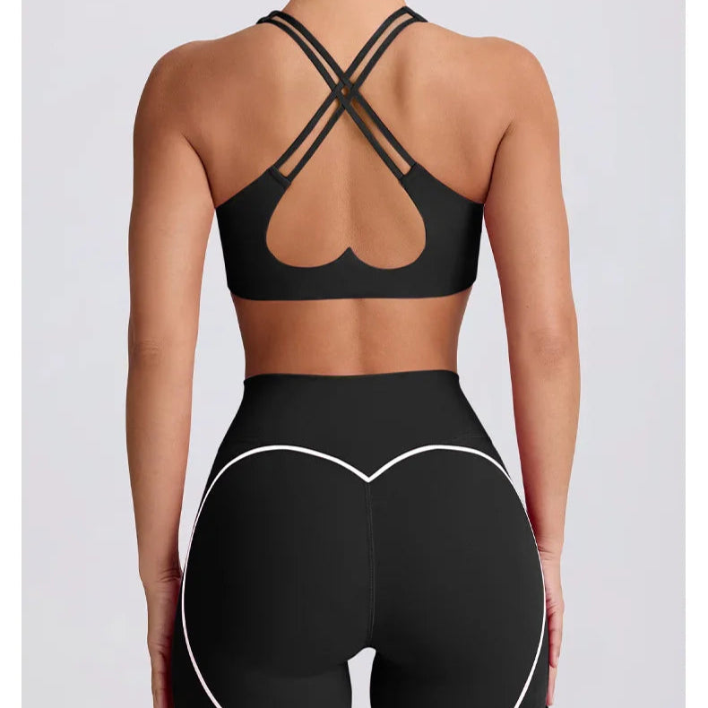 Strappy Bra & Seamless Shorts Yoga Set