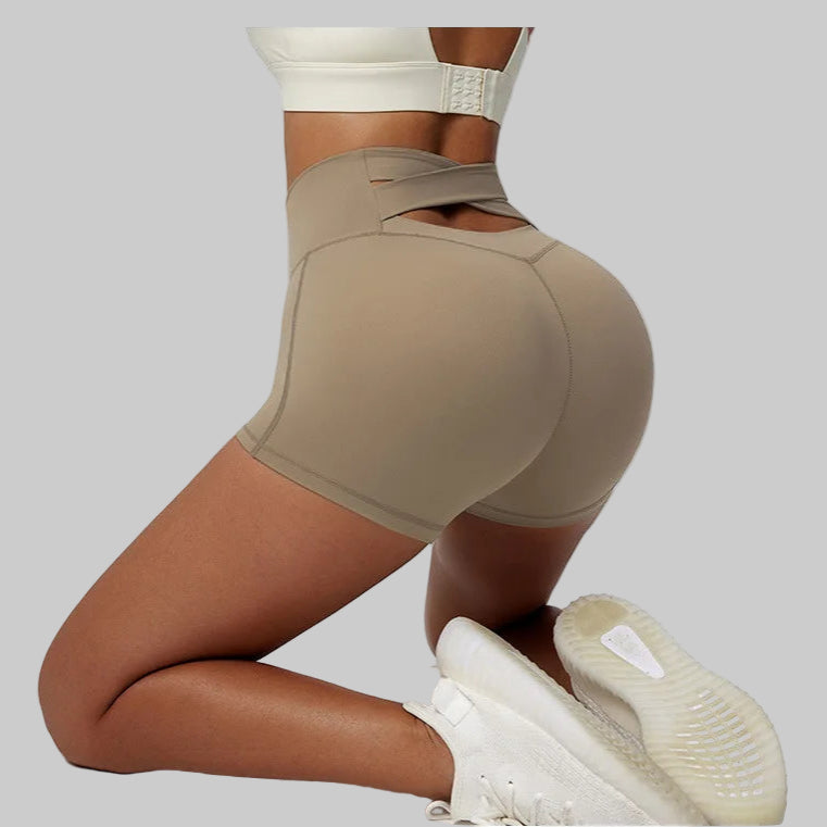 Cross back High Waist Yoga Shorts