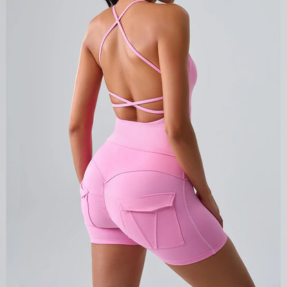 Yoga Sleeveless Sexy Top & High Waist Shorts