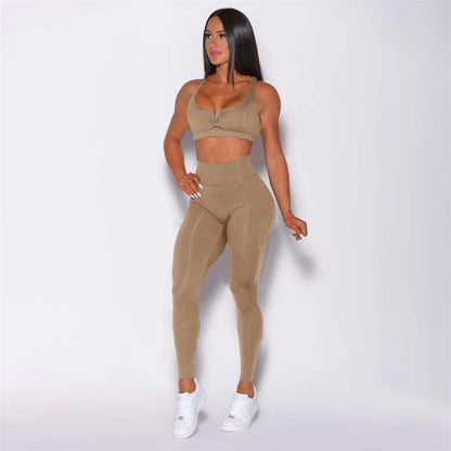 V-Back Leggings & Sports Bra Set