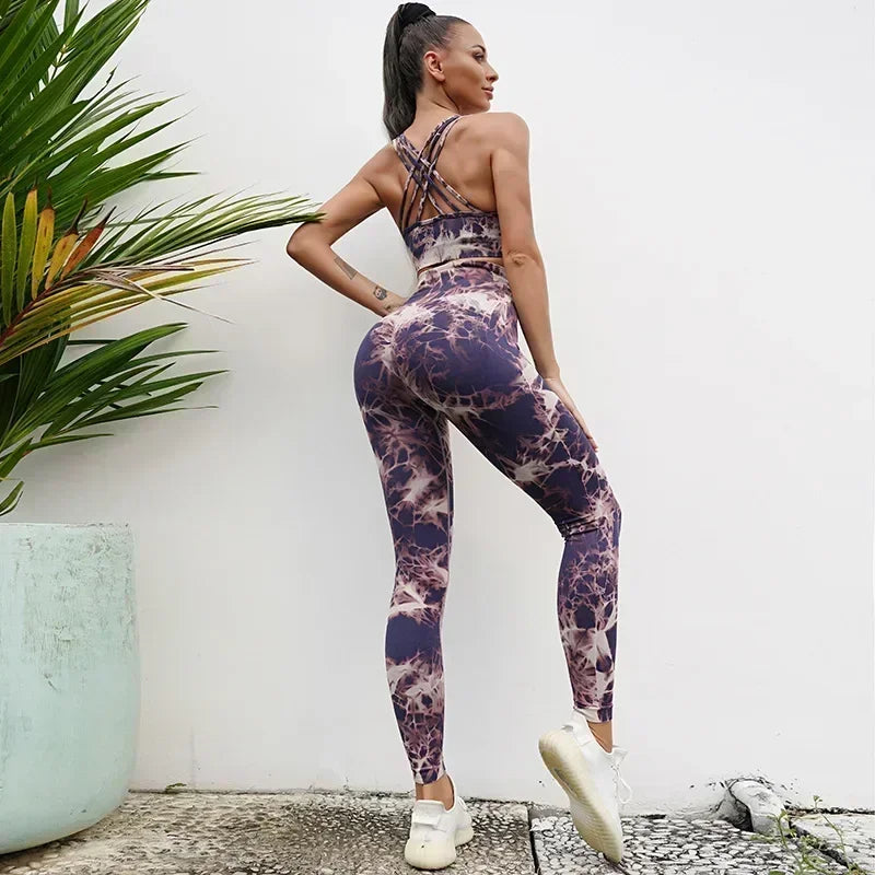 Tie-Dyed Yoga Bra Suit Sets