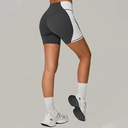 Color Clash High-Waist Butt Lift Yoga Shorts