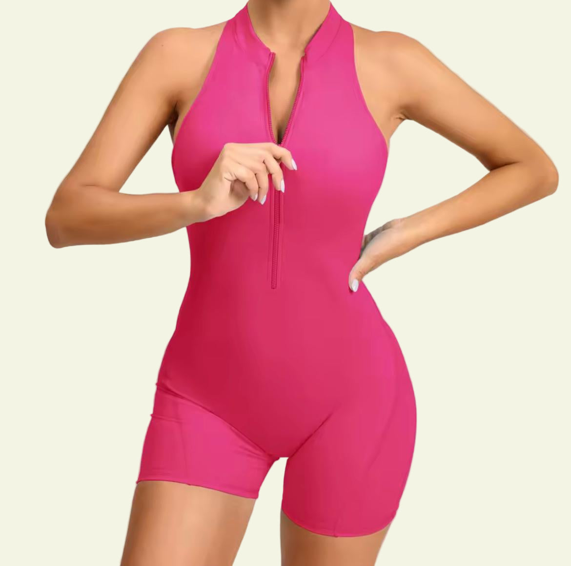 Zip-Up Scrunch Butt Yoga Romper