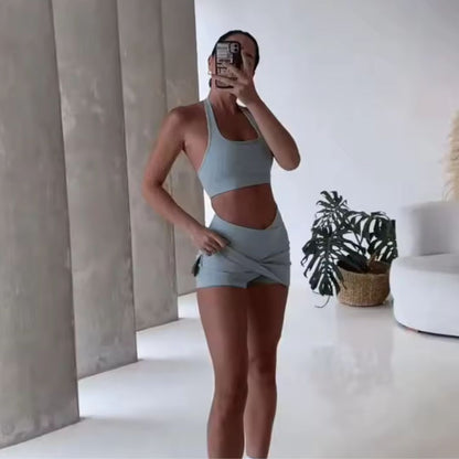 Fitness Yoga Shorts Skirt Set