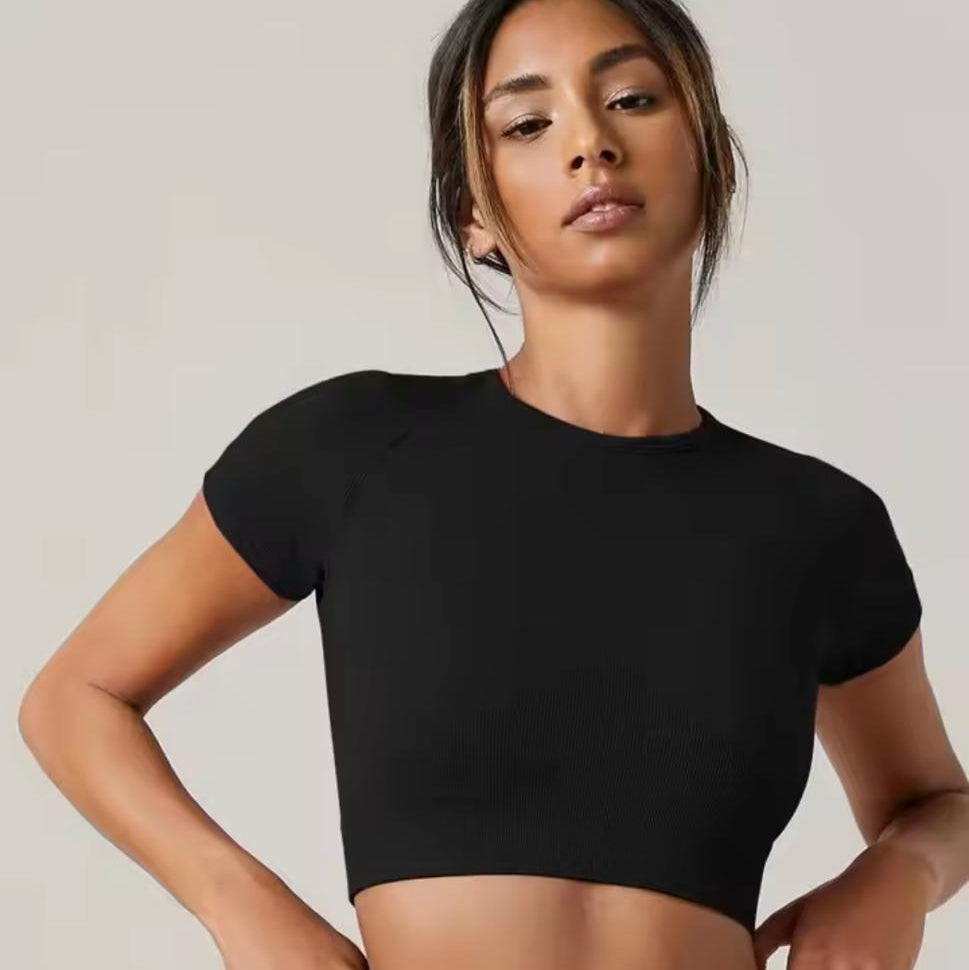 Seamless Short Sleeve Gym Crop Top